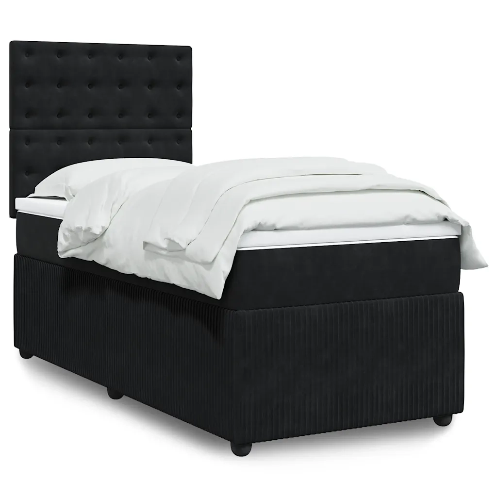 Giroletto a Molle con Materasso Nero 90x200 cm in Velluto 3292252