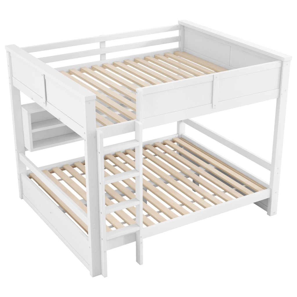 Letto a Castello 160x200 cm - 6 Armadietti; LED Regolabile - in MDF e Legno - Bianco