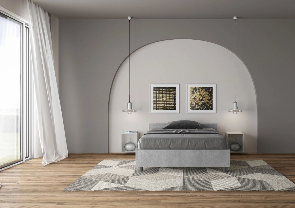 Letto una piazza e mezza con rete 120x190 cemento Nuamo