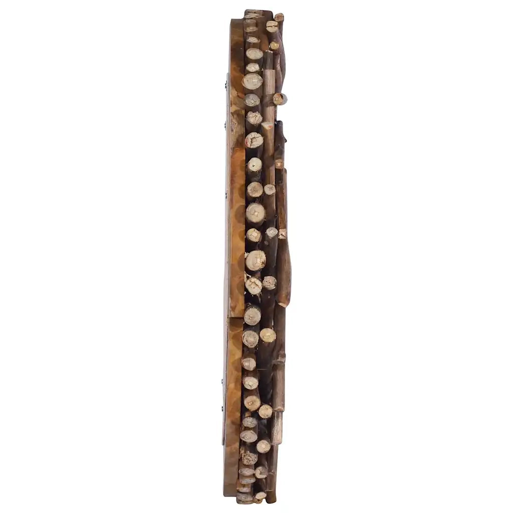 Specchio da Parete 60 cm in Legno di Teak Rotondo 288802