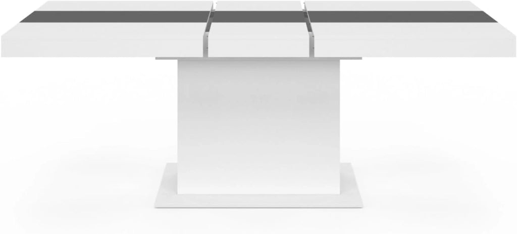 IDMarket - Tavolo da pranzo rettangolare allungabile EDEN 6-10 persone bianco con fascia centrale grigia 160-200 cm