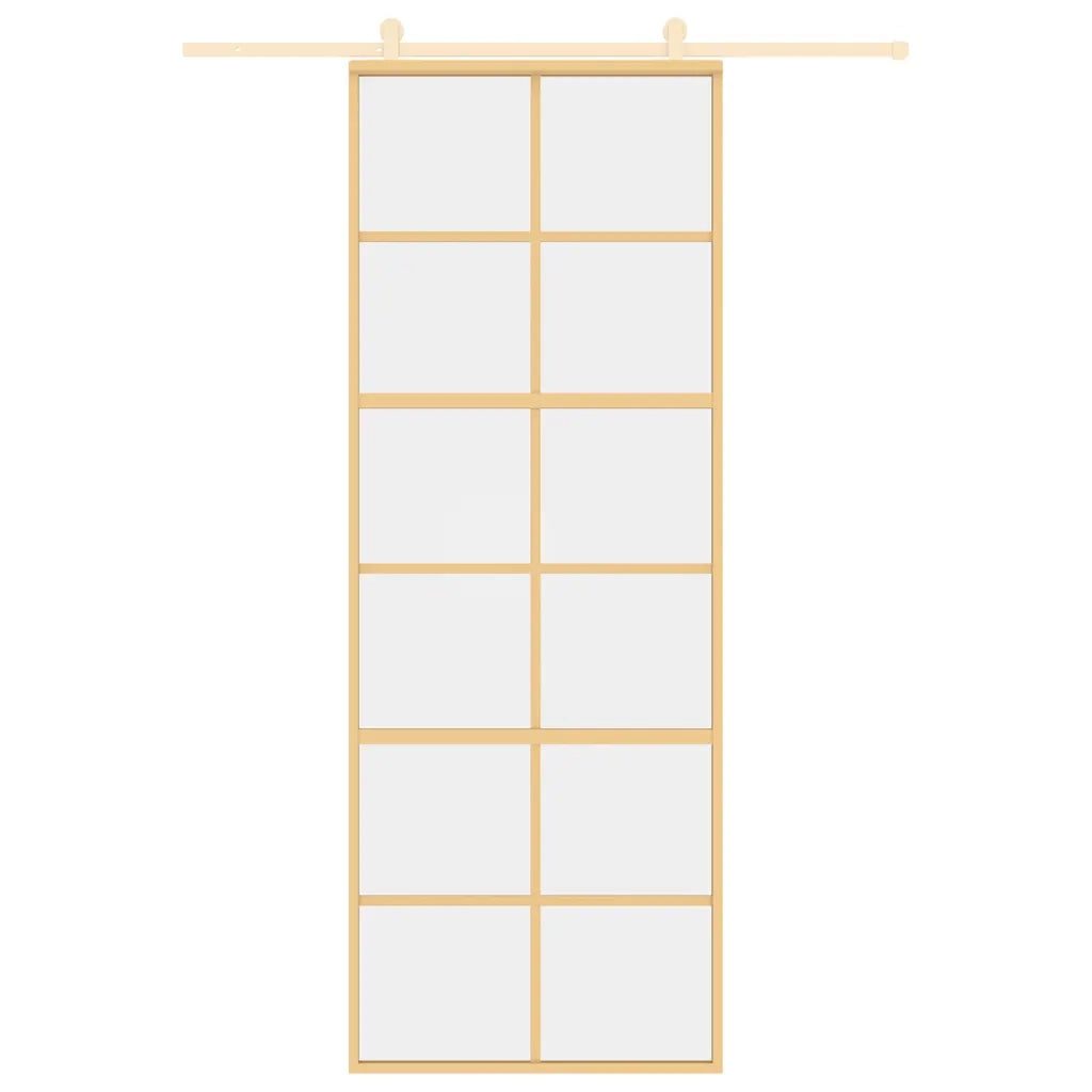 Porta Scorrevole Dorata 76x205 Vetro Trasparente ESG Alluminiocod mxl 131666