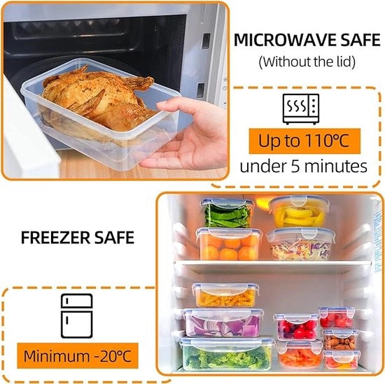 Set di contenitori con coperchi, 24 pezzi (12 contenitori + 12 coperchi), scatola di conservazione, 24 parti, contenitori a chiusura ermetica, BPA-free, per frigorifero e forno a microonde