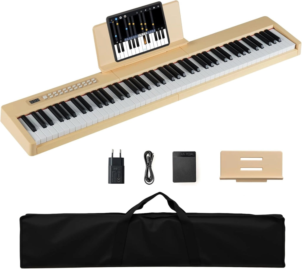 Pianoforte Digitale a 88 Tasti, Tastiera Elettrica per Principianti con 380 Timbri, 128 Ritmi e 88 Demo, Pianola Tastiera Portatile e Leggera con Borsa da Trasporto (Nero)