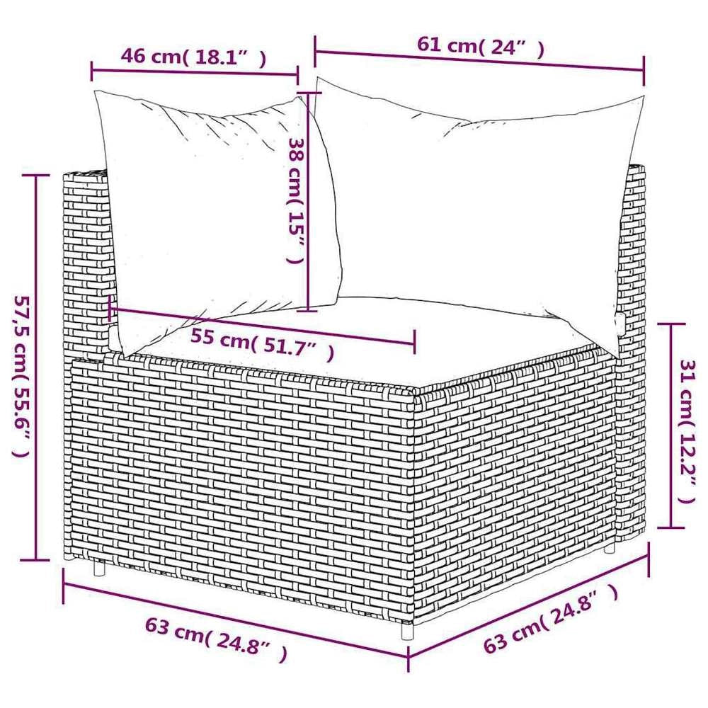 Garden Corner Sofa With Cushions Grey Poly Rattan