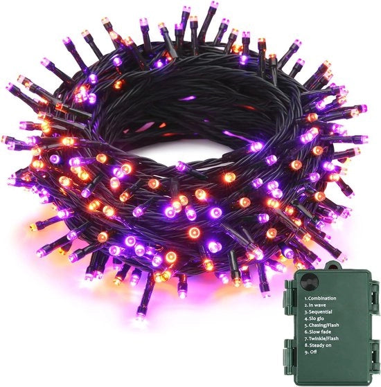 Lanterna LED a LED 100 con 10m di cavo - Colori Orangio e Blu - Ideale per Interno e Esterno - Impermeabile con 8 Modalità di Illuminazione