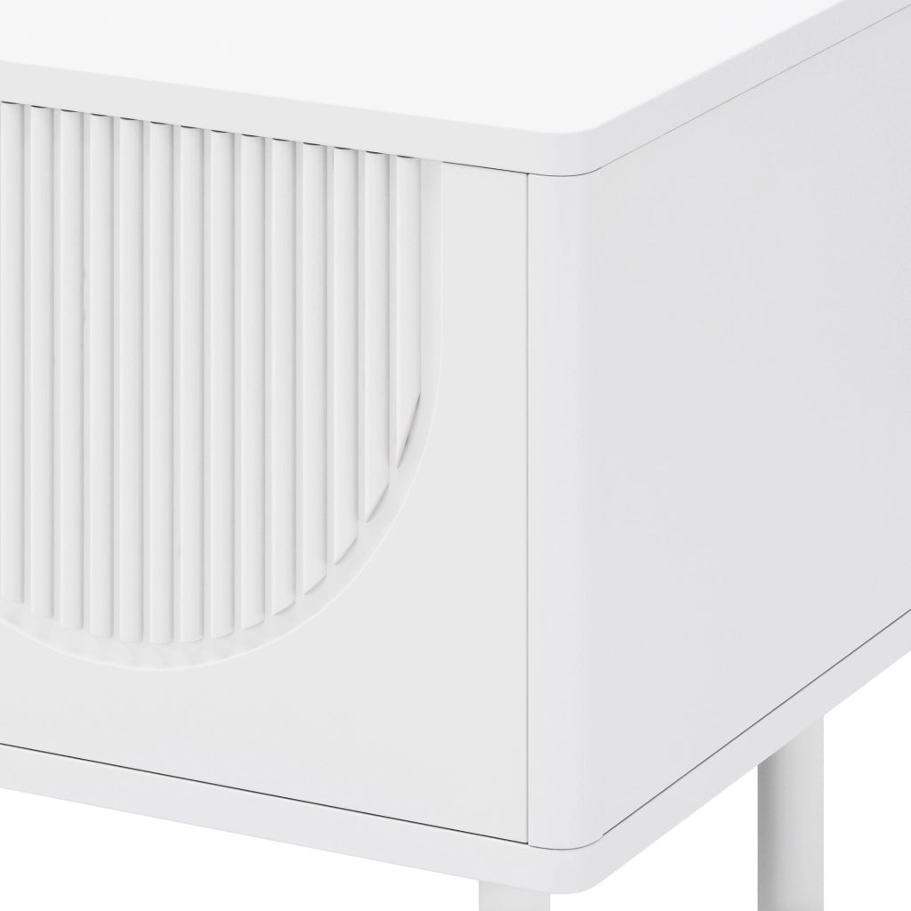 Mobile TV con 4 vani e passacavi; per soggiorno; in MDF e truciolare; bianco; 180x40x52 cm