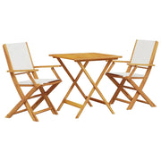 Set da Bistrot 3pz | Set Salotto da Giardino Bianco Crema in Tessuto e Legno Massello