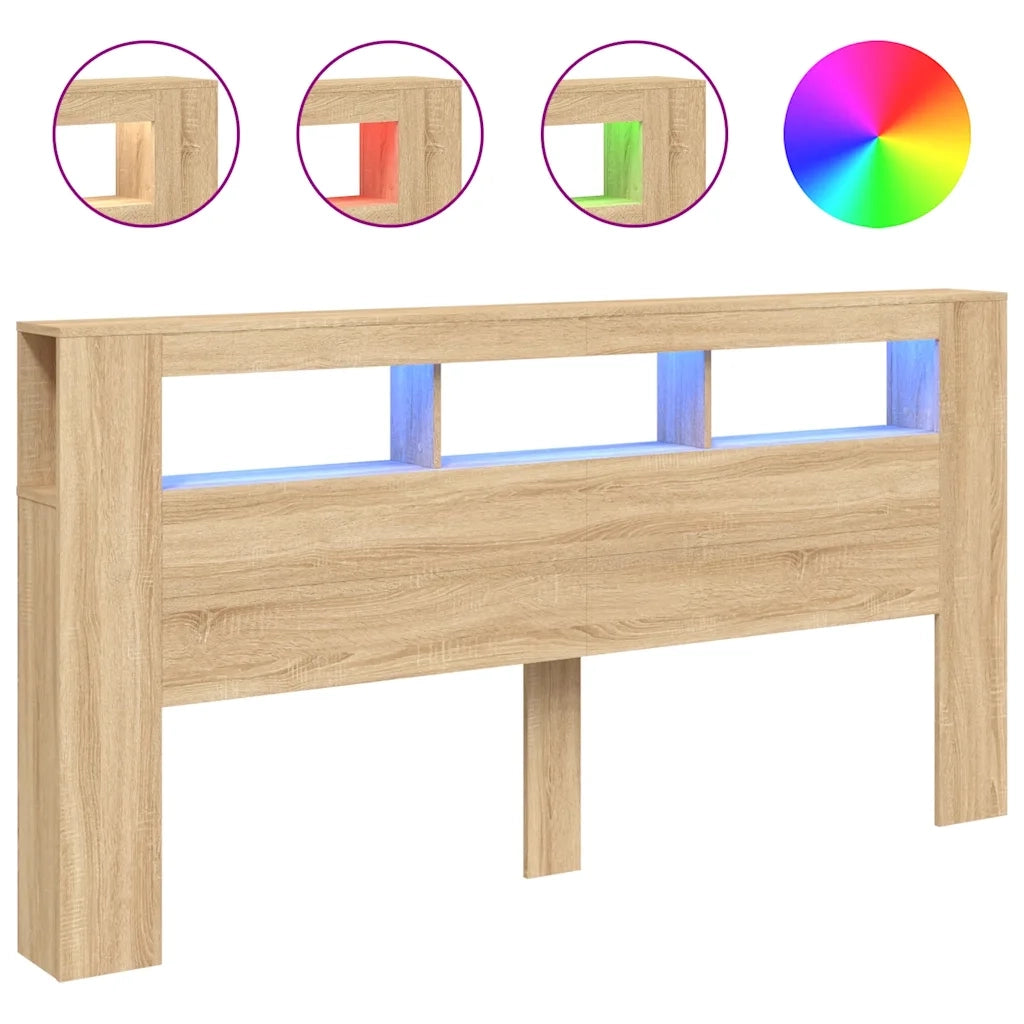 Testiera LED Rovere Sonoma 200x18,5x103,5 cm Legno Multistratocod mxl 110281