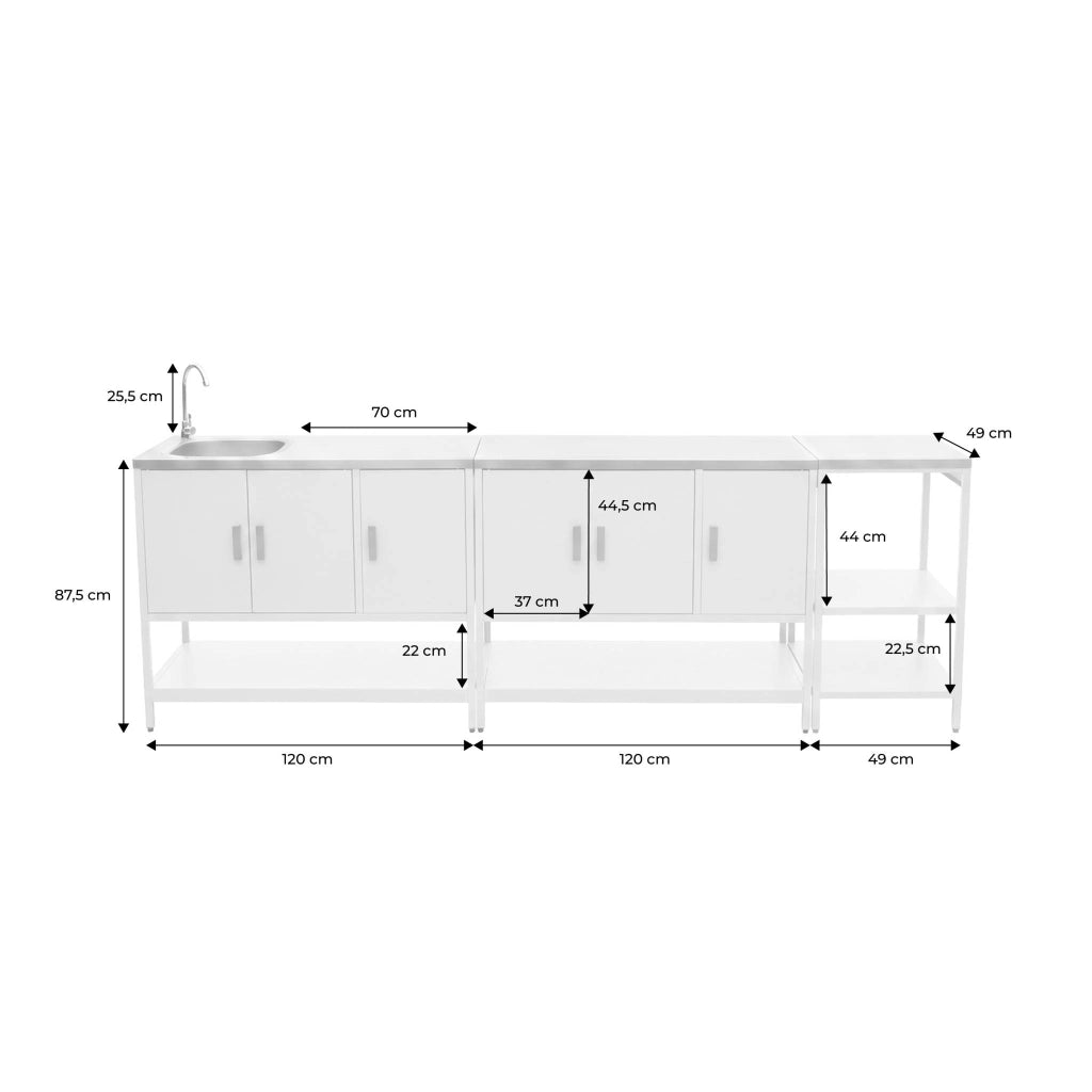 Modulo cucina da esterno in acciaio inossidabile, 3 moduli, nero
