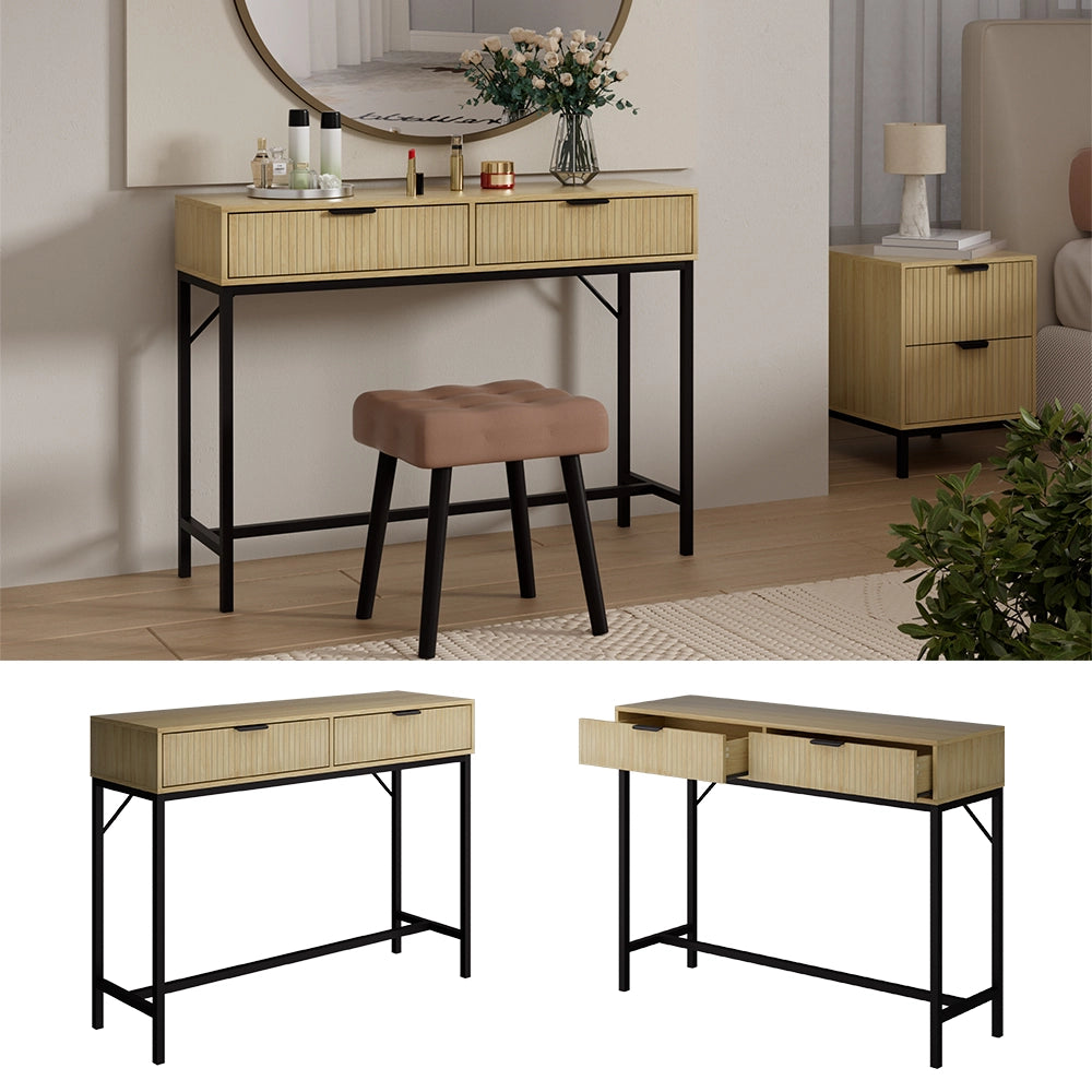 Vicco Tavolo da toilette Rovere 100 x 75 cm con 2 cassetti