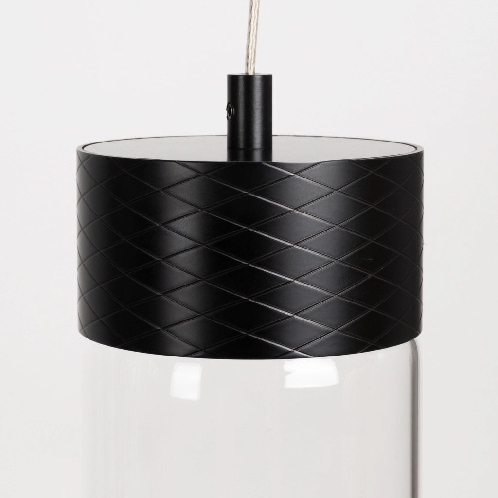 Lampada a sospensione minimal nera tubo vetro LED 7W
