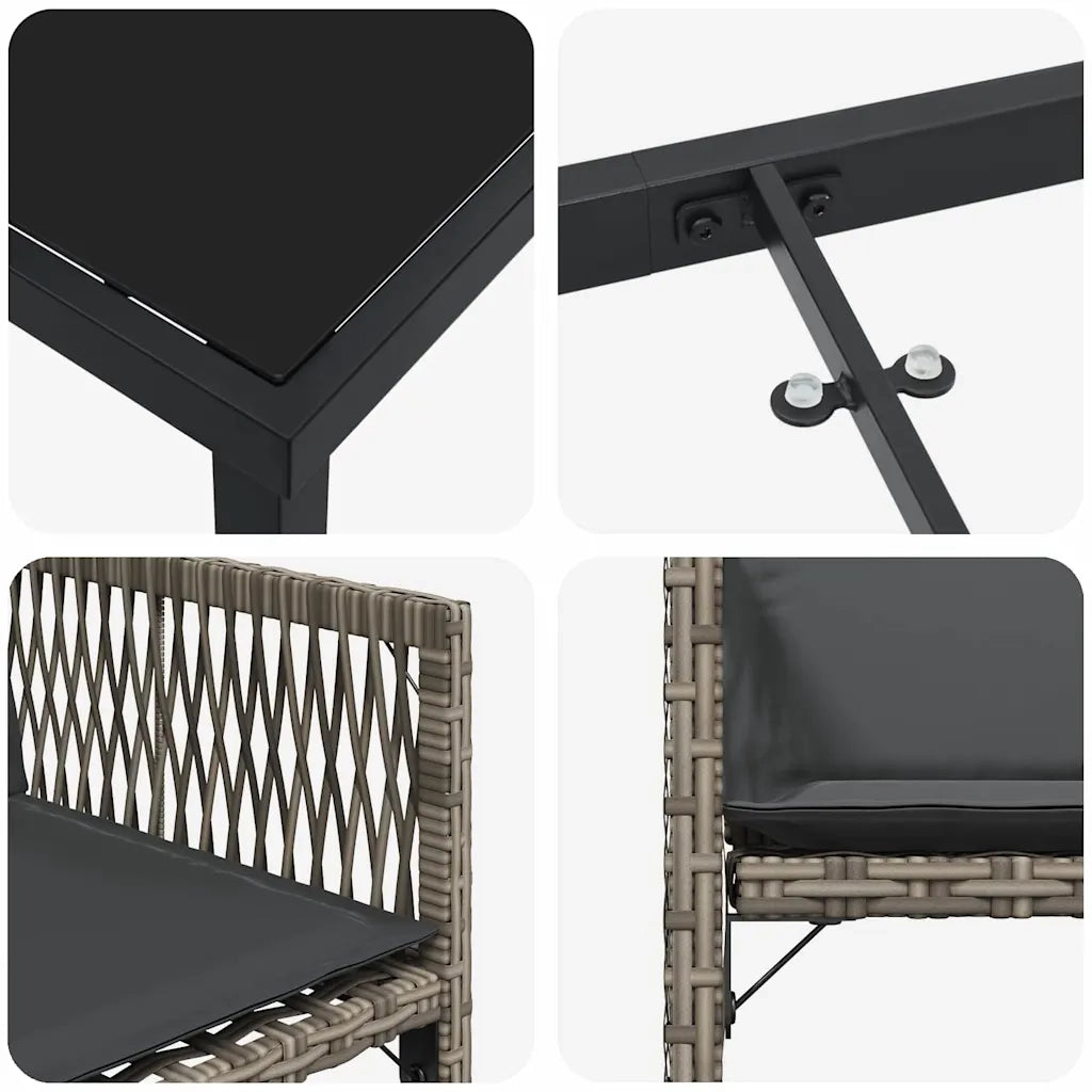 Set da Pranzo per Giardino 5 pz | Set Salotto da Giardino Grigio polyrattan