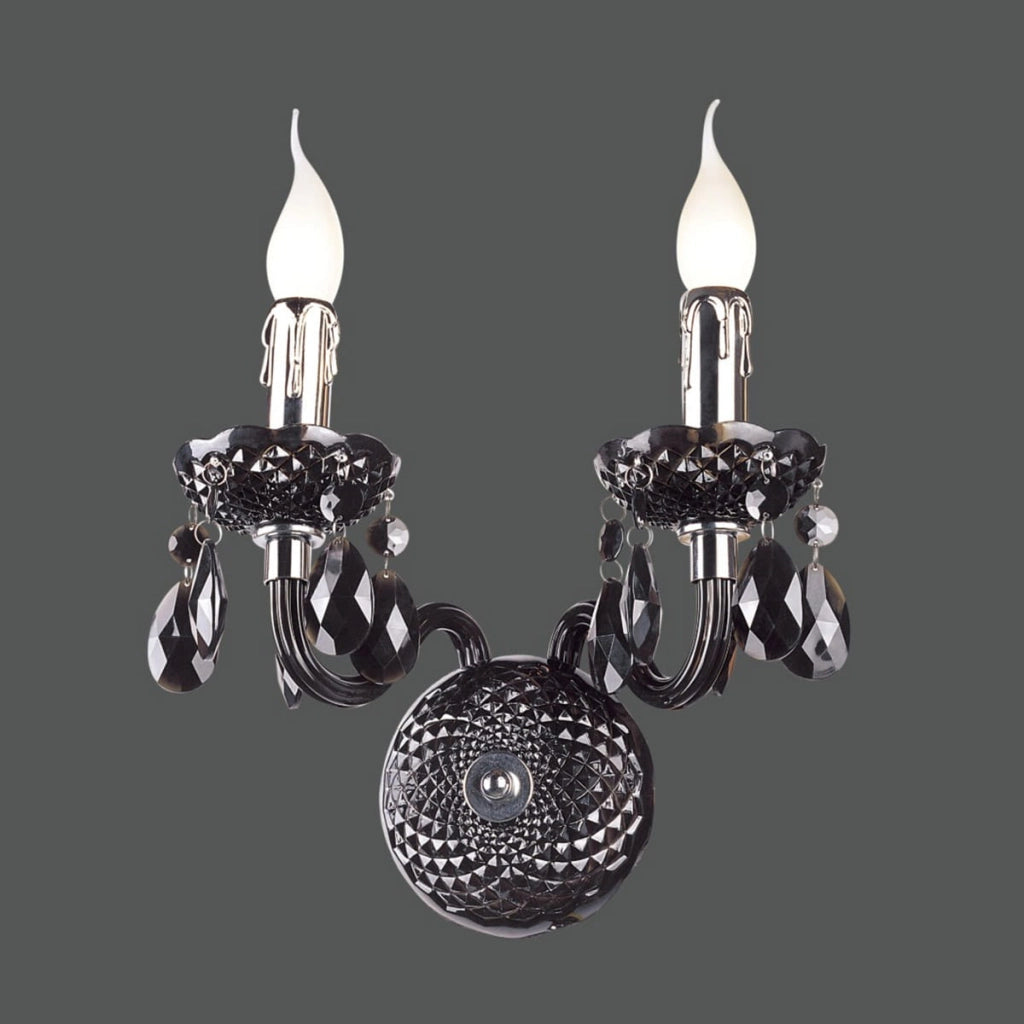 Applique Italux Whiz classica nero/cromo 2xE14 cristallo