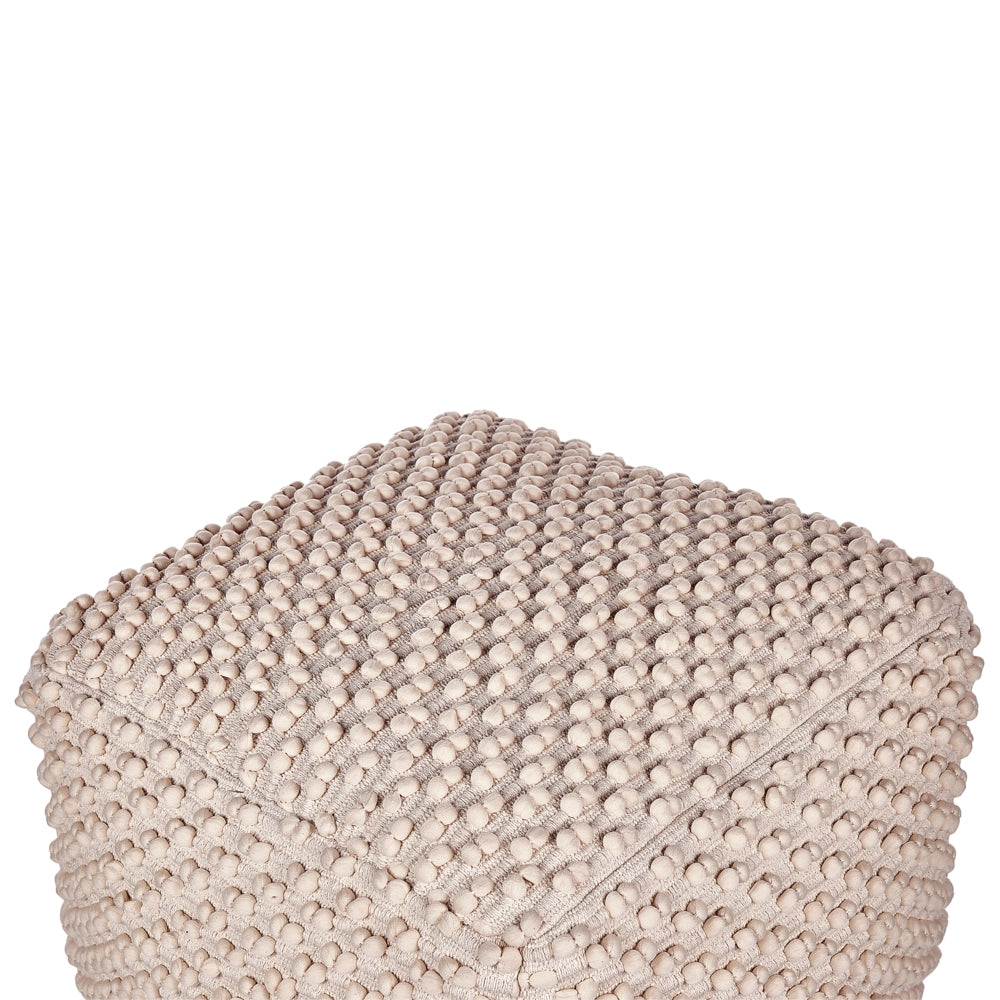 Pouf ottomana intrecciata a mano in cotone tortora 50 x 50 x 35 cm soggiorno camera da letto