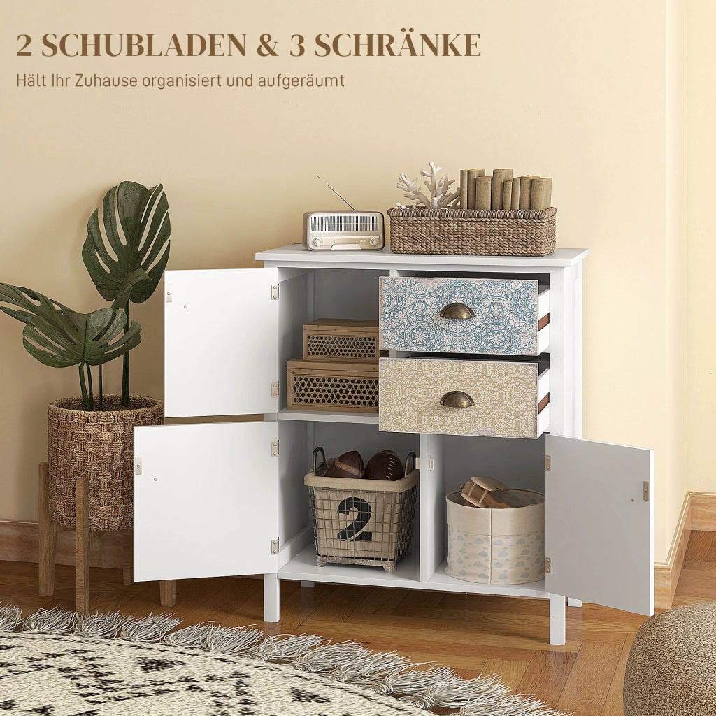 Cassettiera 2 cassetti 3 ante ¨C zephmum ¨C bianco 68x34x80cm