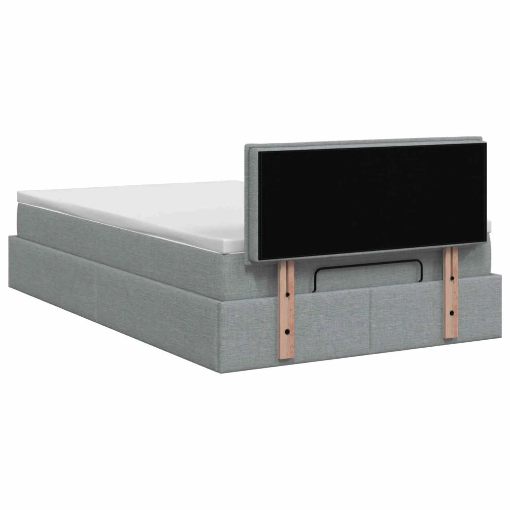 Letto Ottomano con Materasso e LED Grigio Chiaro 120 x 190 cm 3456974