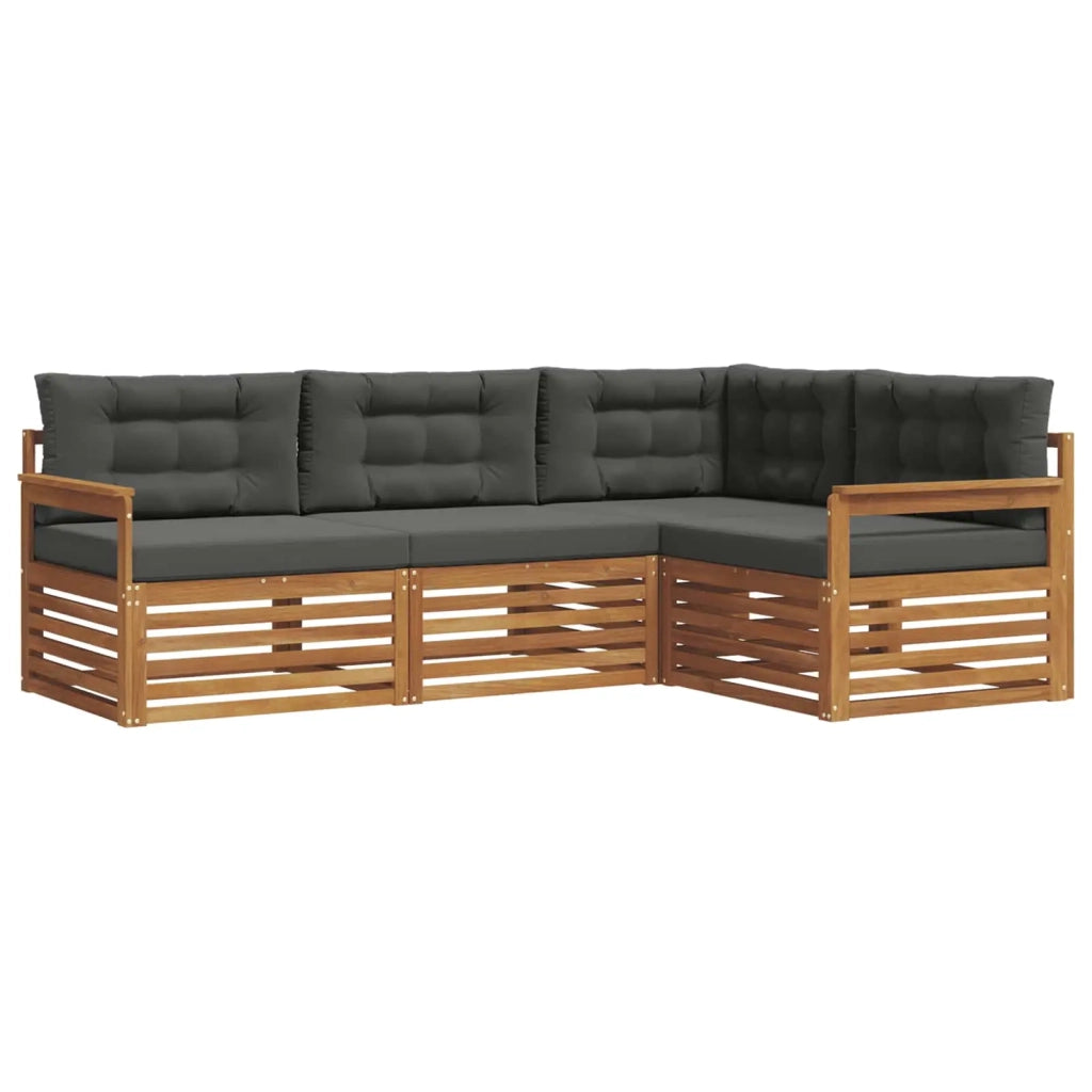 Set di divani da esterno con cuscino 4 pcs Naturale e Antracite