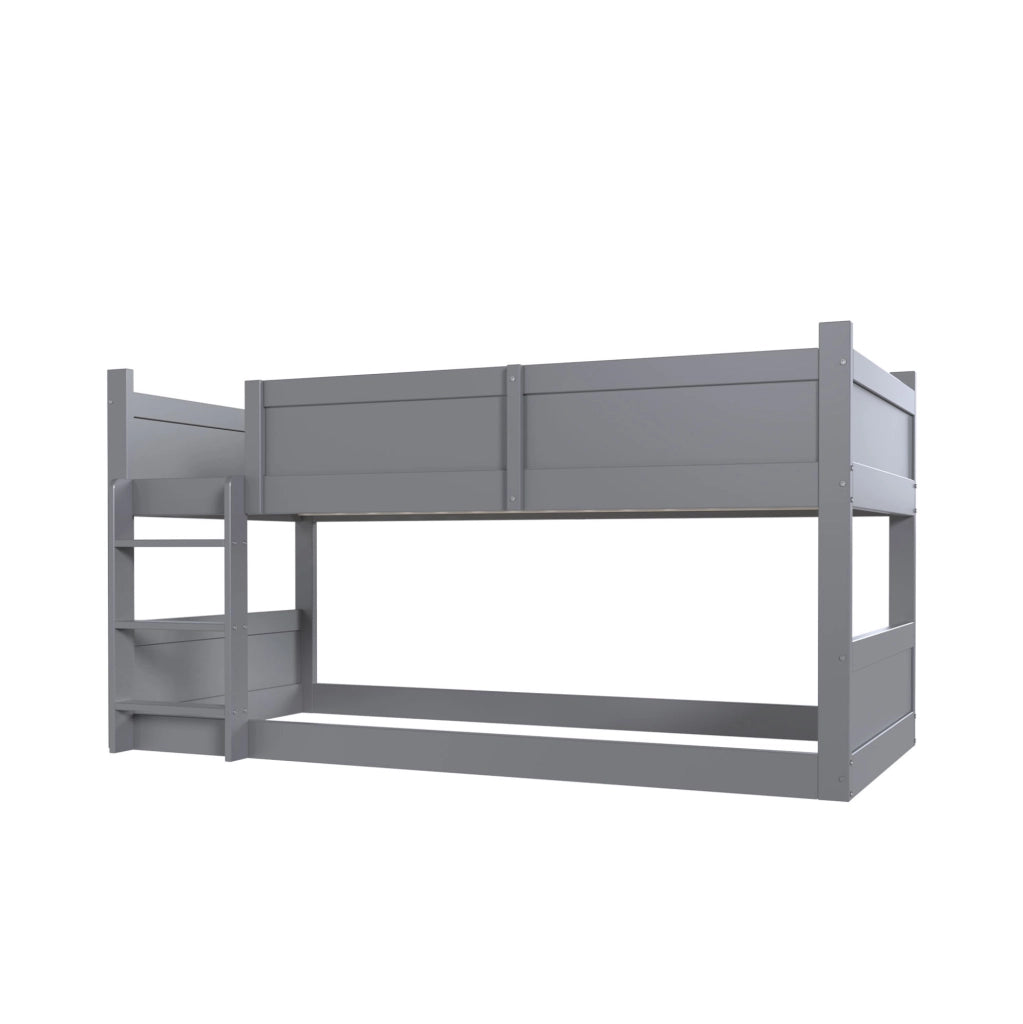 Letto triplo modulare 90x200 cm in legno grigio, soluzione salvaspazio