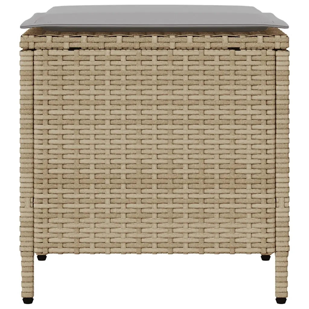 Set Divano da Giardino 4 pz con Cuscini Beige in Polyrattan