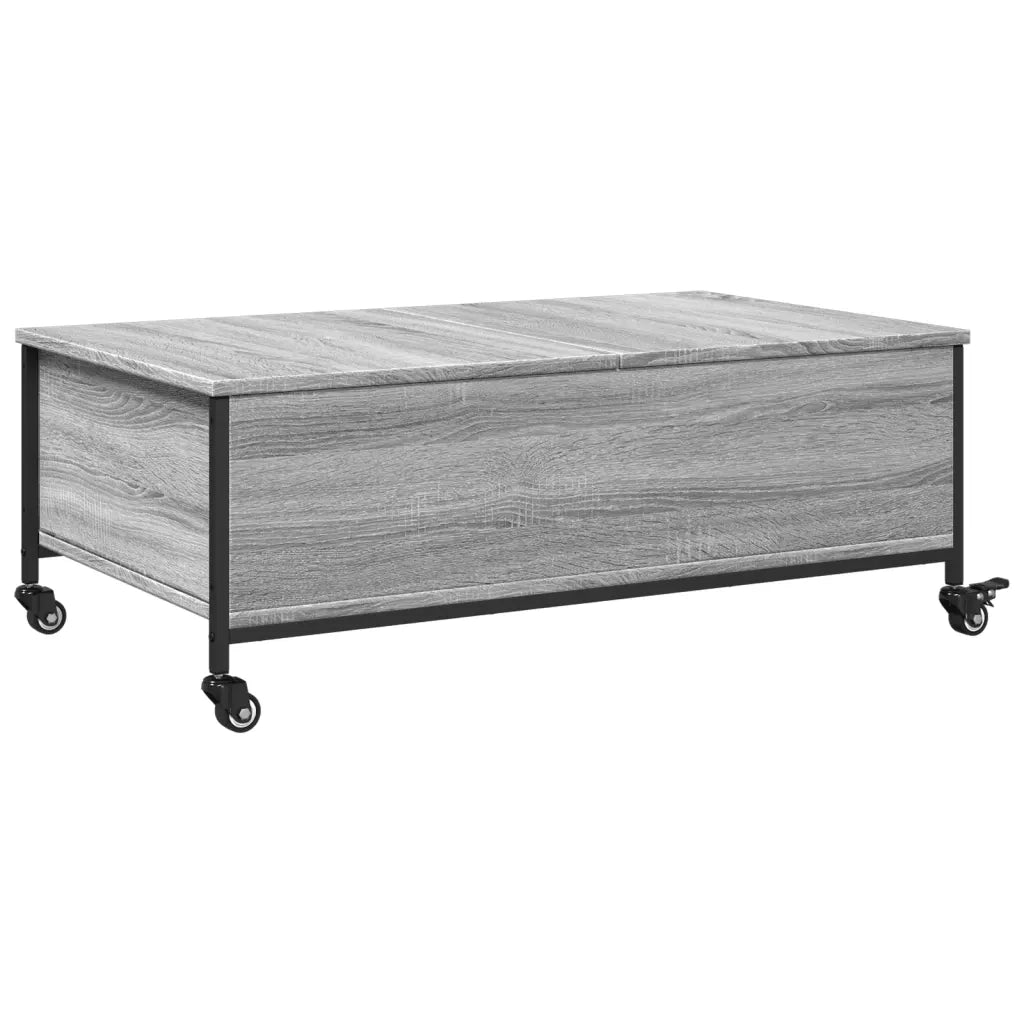 Tavolino con Ruote Grigio Sonoma 91x55x34 cm Legno Multistrato