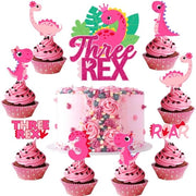 Decorazioni per Cupcake - Dinosauri in Pizzo Glitter - 25 Pezzi - Toppers per Torta di Terza Età - Decorazioni per Torta Uniche