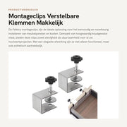 Fermoventi per installazione 2 pezzi - Clip per fissaggio - Viti regolabili - Tenoni shockassorbenti - Anticorrosione - Installazione rapida - Viti di fissaggio