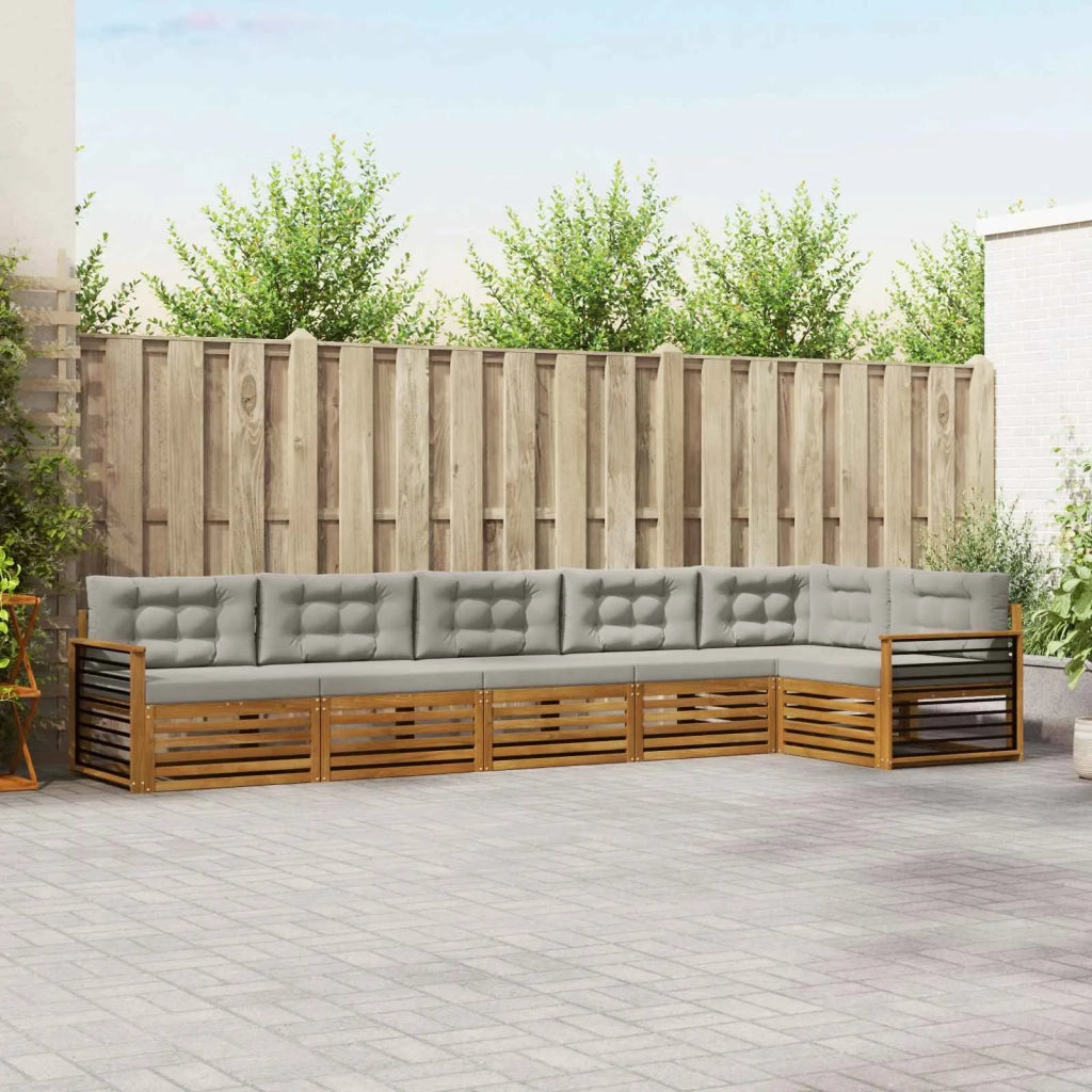 Set di divani da esterno 6 pcs Grigio Naturale e Chiaro 3373551