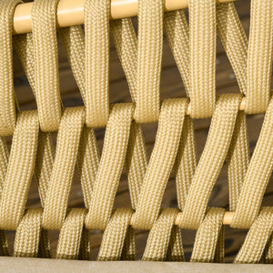 Set Salotto da Giardino Divano 2 Poltrone con Cuscini e Tavolino in Vetro in Acciaio e Poliestere Cachi