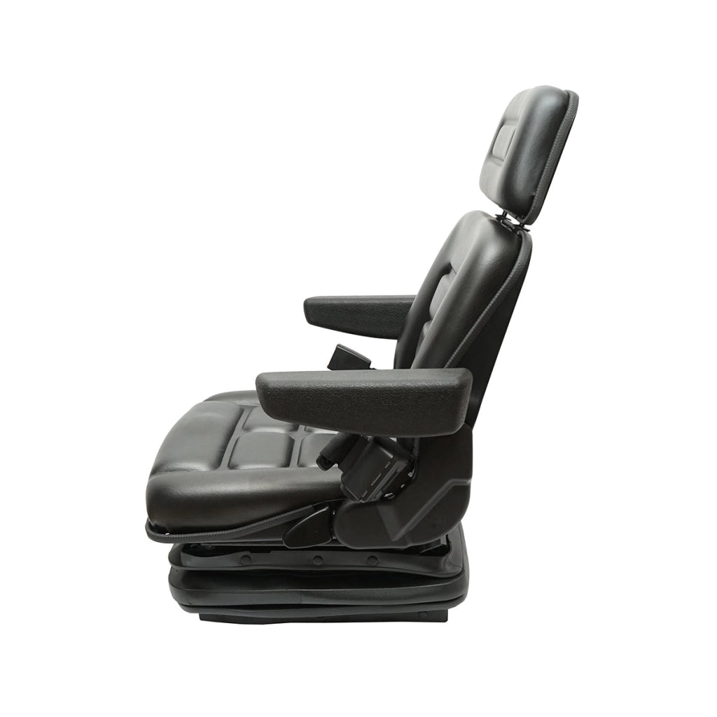 Sedile universale regolabile per trattore con cintura di sicurezza, braccioli e sospensione meccanica 830x610mm