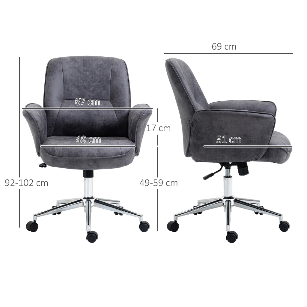 Sedia da ufficio ergonomica girevole con funzione oscillante e altezza regolabile in acciaio grigio scuro