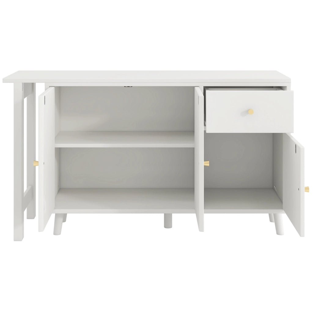 Scrivania 2 in 1 120x40x74.5 cm girevole con 3 ante e 1 cassetto in pannello truciolare bianco