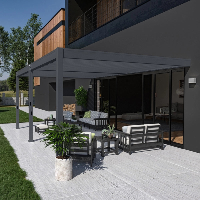 Pergola bioclimatica OmbrÃ©a VS addossata 4x6M - V2 - Antracite