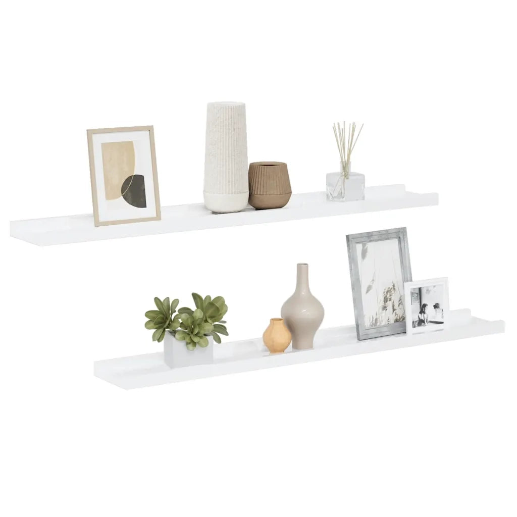 Mensole da Parete 2 pz Bianco Lucido 80x9x3 cm cod mxl 33527