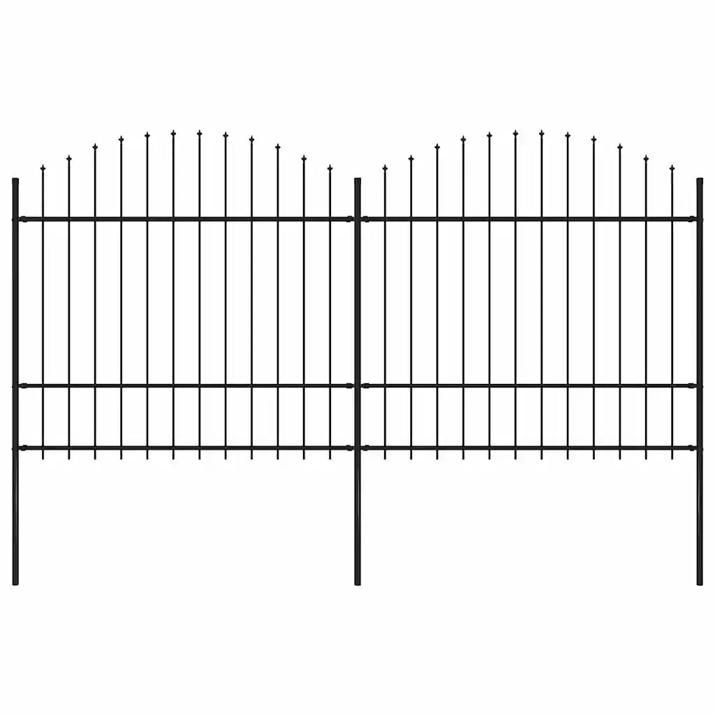 Recinzione Giardino Punta a Lancia (1,5-1,75)x3,4m Acciaio Nera cod mxl 19128