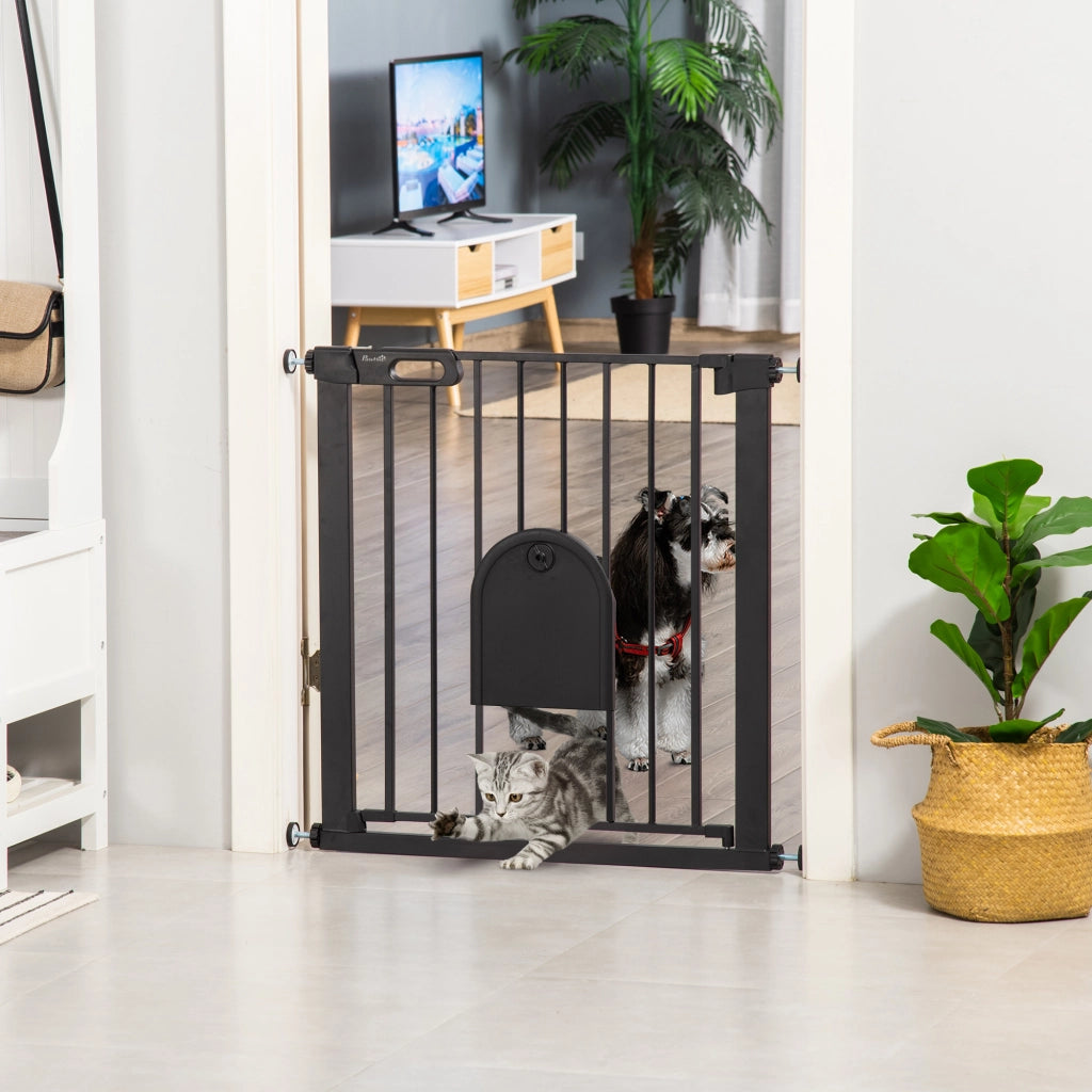 Barriera di sicurezza per animali con porta e chiusura automatica ¨C Minimal ¨C acciaio nero