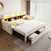 letto poltrona imbottito velluto beige 104 x 204 cm
