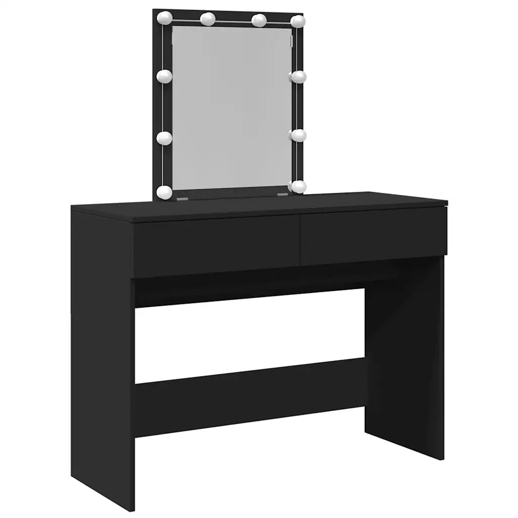 Toeletta | Tavolo da Trucco con LED Nero 100x40x130 cm