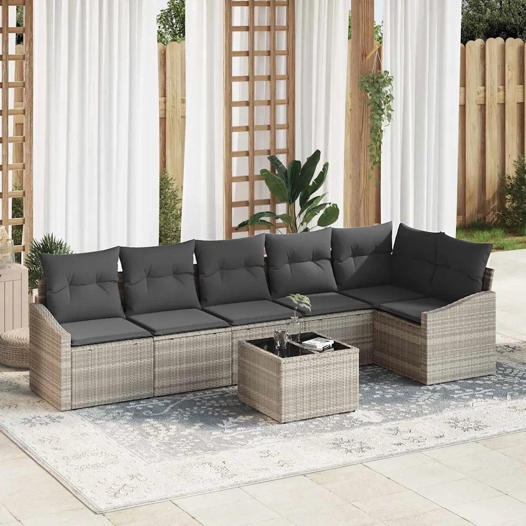 Set Divano da Giardino 7 pcs Grigio chiaro polyrattan 3355421