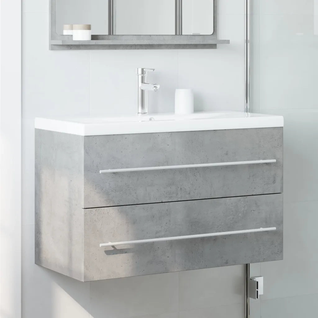 Mobile Lavabo-Armadietto da bagno Grigio Cemento 80x38,5x48 cm in Truciolato