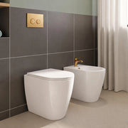 Set sanitari in ceramica bianco lucido filomuro rimless con copriwc Kyoto