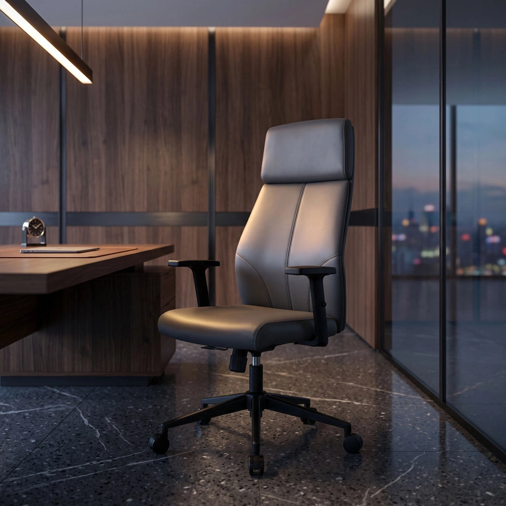 Sylicon - Sedia Da Ufficio Ergonomica 50x130x70 cm Poltrona Direzionale Comoda con Ruote Girevoli in Similpelle Grigia