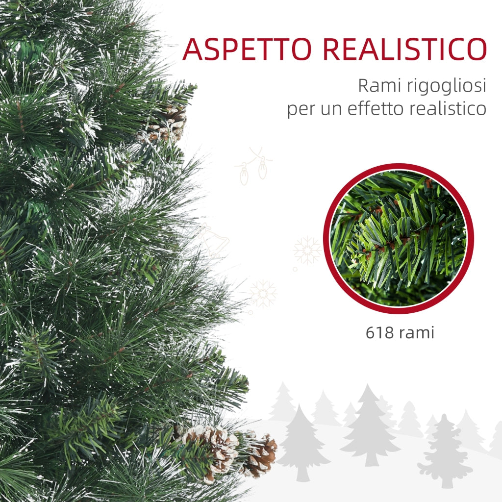Albero di Natale Artificiale ¨C zephmum ¨C Verde 180cm con Pigne e Base in Metallo