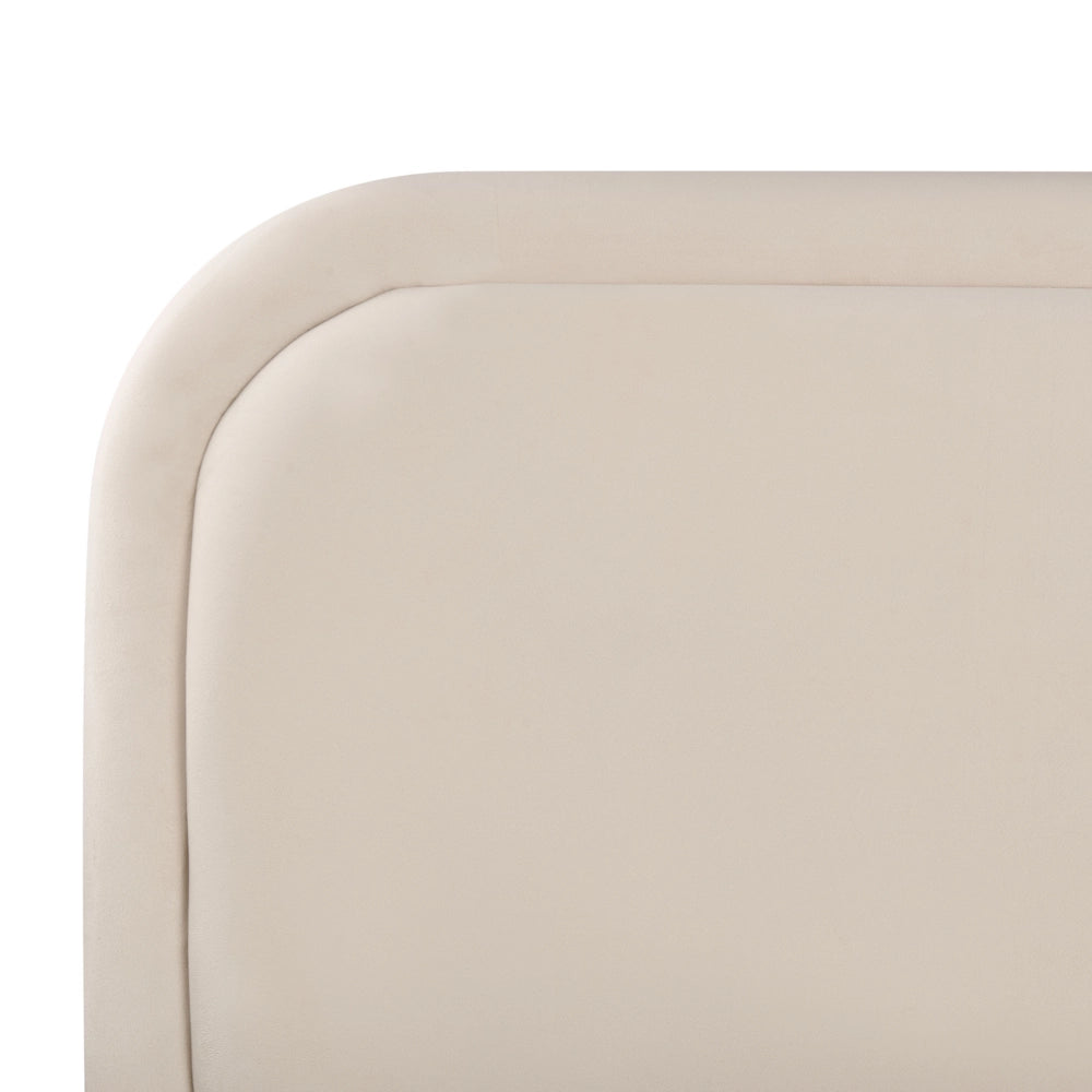 Letto matrimoniale EU Beige Chiaro Velvet 180 x 200 cm Imbottito Telaio Poggiatesta