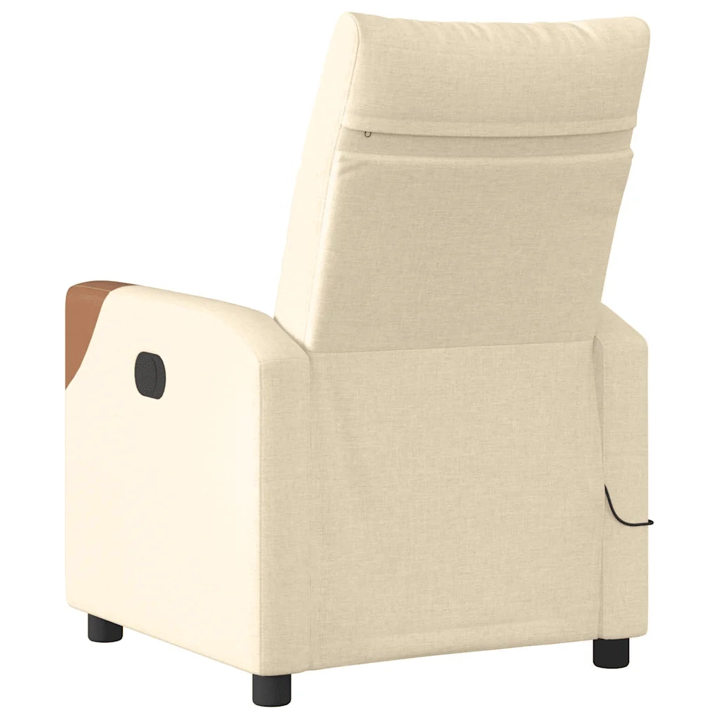 Poltrona Reclinabile Massaggiante | Sedia Relax Elettrica Crema in Tessuto