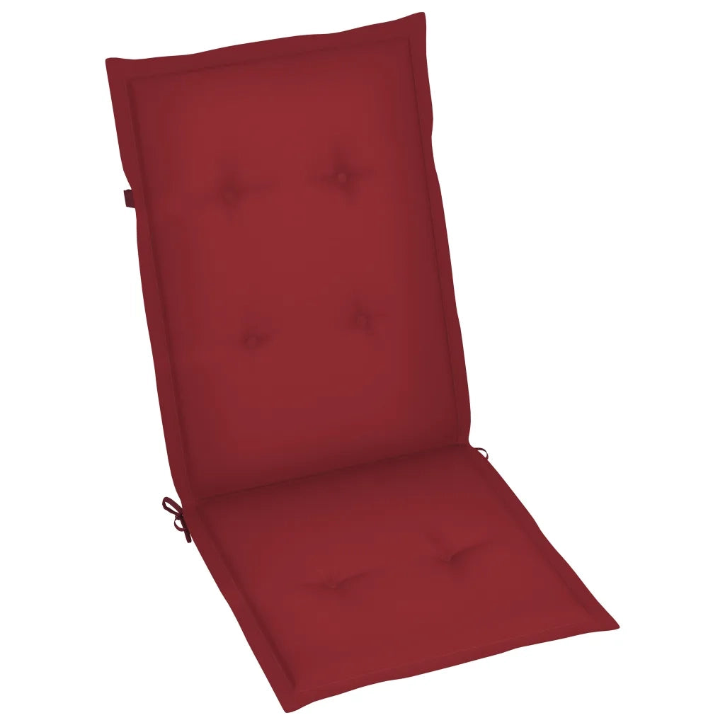 Sedie da Giardino 6 pz con Cuscini Rosso Vino Massello di Teak 3065569