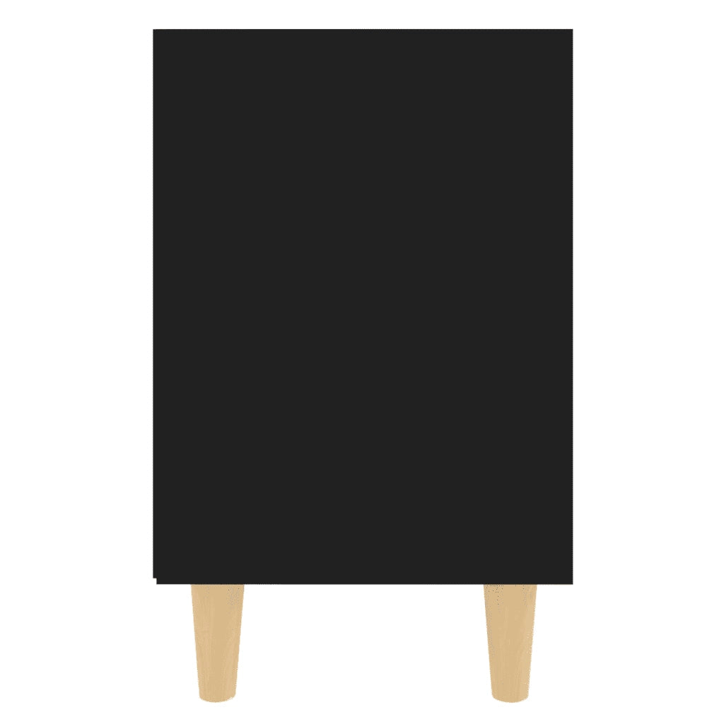 Comodini con Gambe in Legno Massello 2pz Neri 40x30x50 cm 805782
