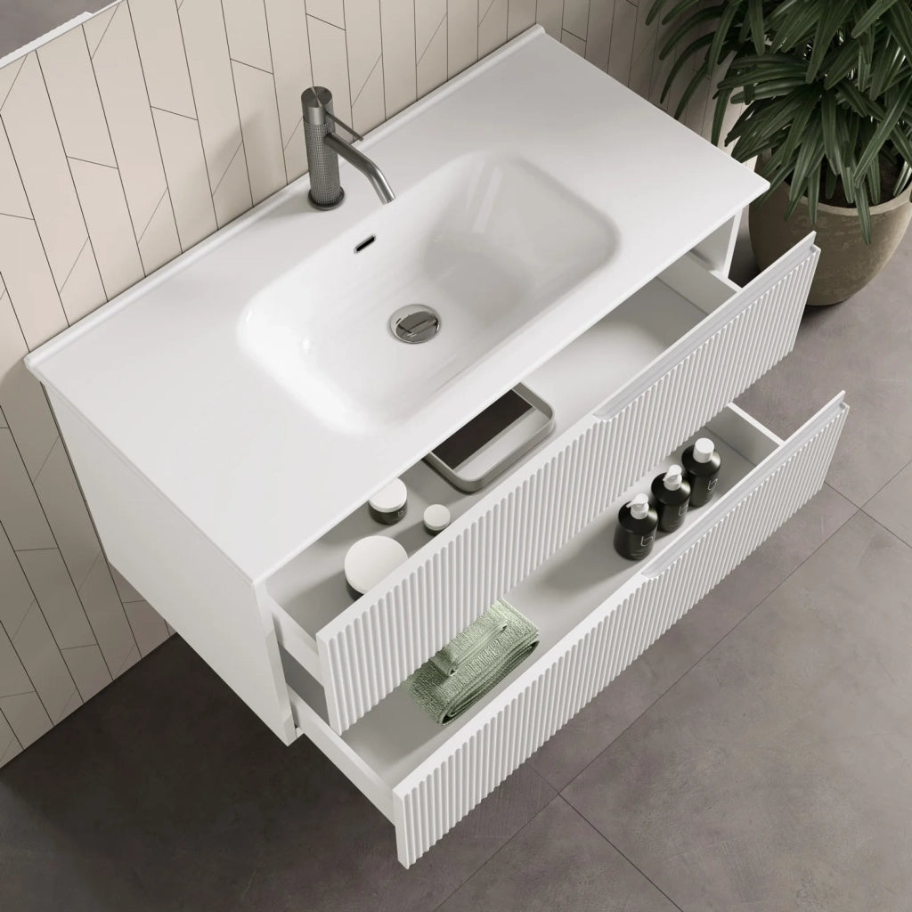 Mobile bagno composizione 4 pezzi L.91 P.46,5 H.190 cm VENERE colore bianco opaco