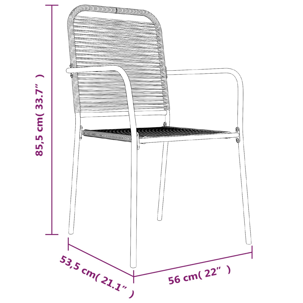 Set da Pranzo da Giardino 7 pz Nero Corda di Cotone e Acciaio 3156541