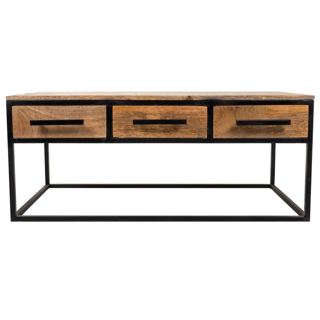 Tavolino in legno e metallo marrone 119x61x48h